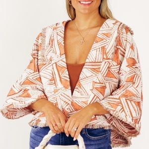 Davi & Dani Cropped Rust Color Open Front Jacket Size M NWT
